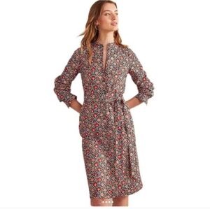 Boden Collarless Midi Dress Ditsy Daisy Floral REPLACEMENT BELT 6 Navy Red